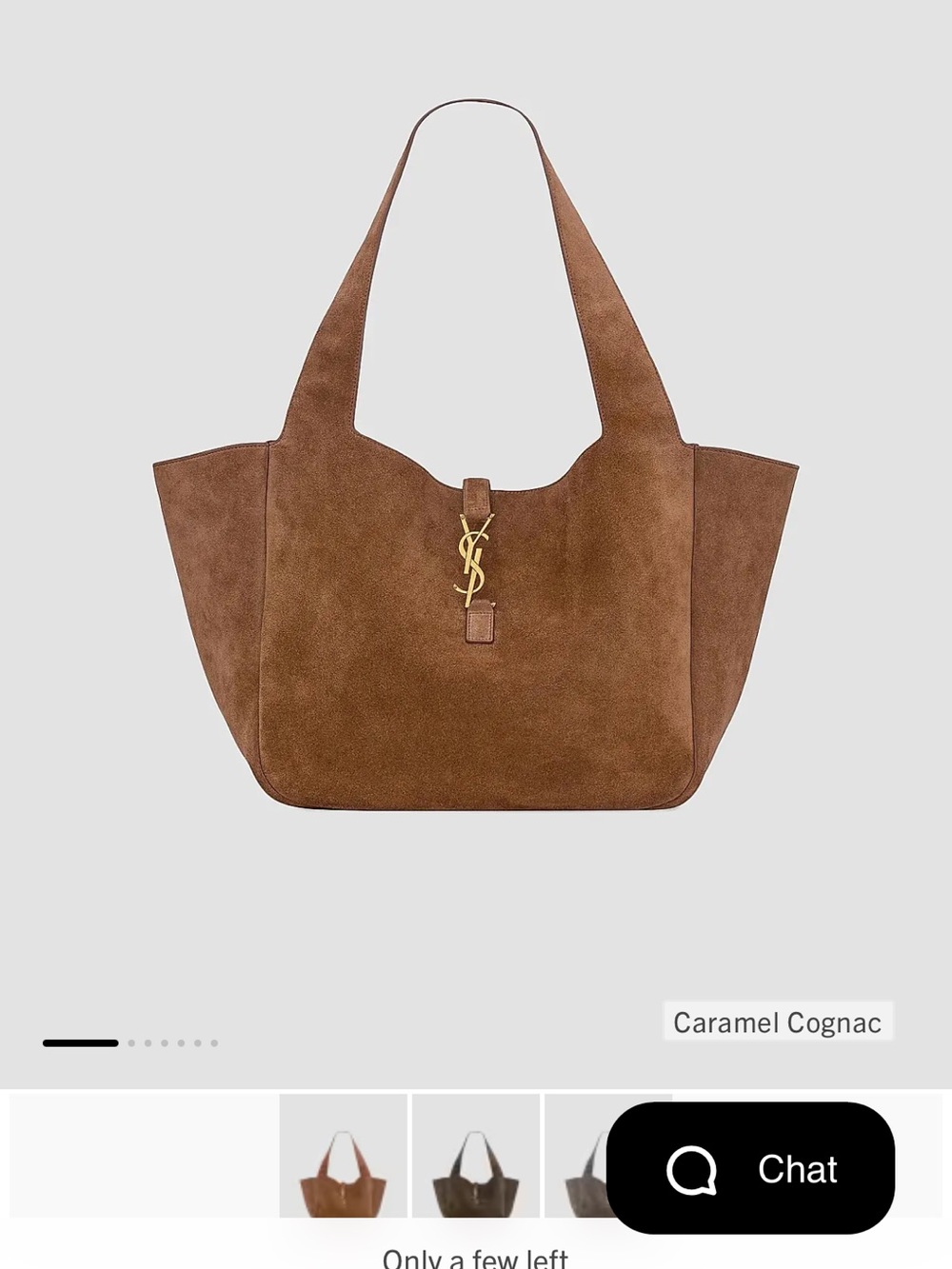 Saint Laurent Le Bea Caramel Cognac Suede Tote with Gold YSL Accent